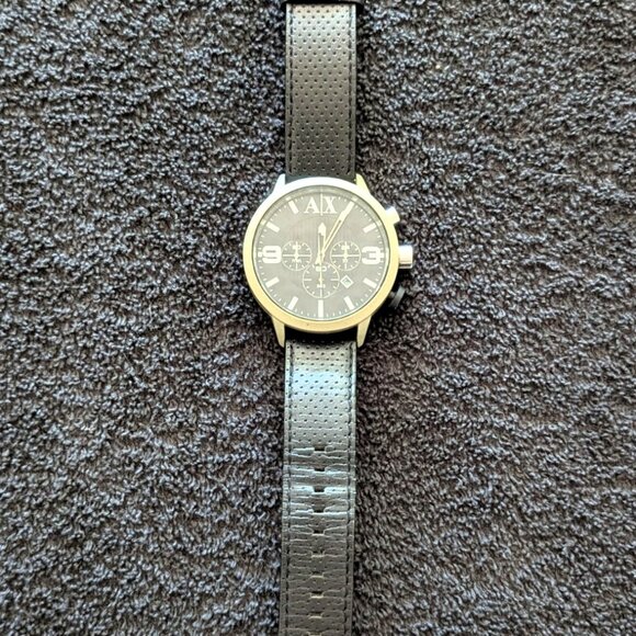 Armani Exchange Men's Quartz Watch with a Black Leather Band - AX1199 - Picture 2 of 8